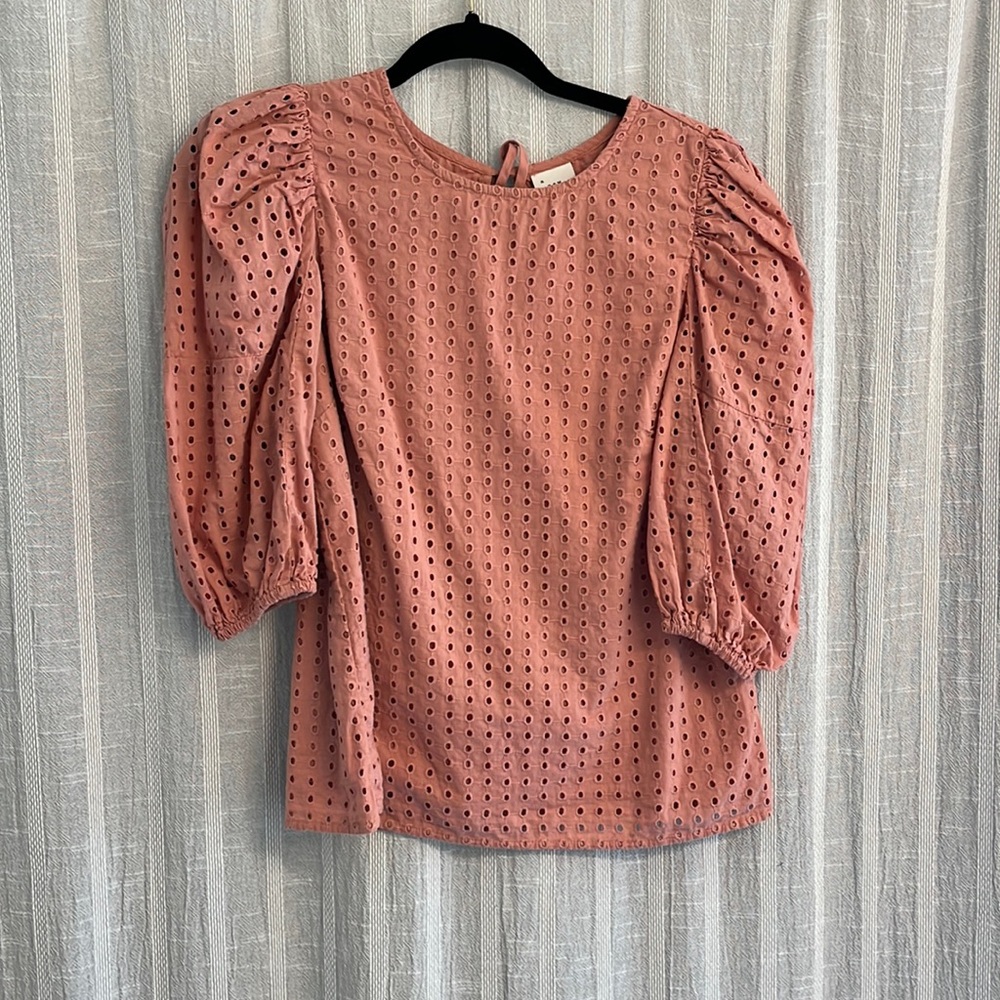 A New Day eyelet puff sleeve top